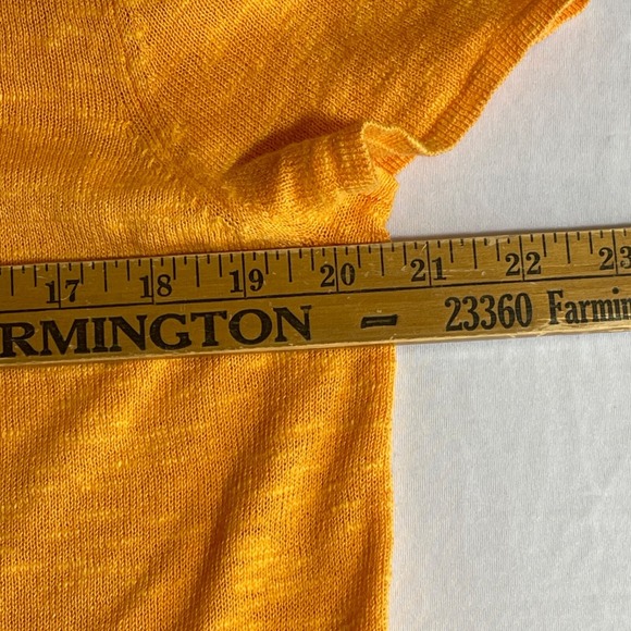 Eileen Fisher Linen Cotton Orange Textured Open Front Cardigan Sweater Large - Picture 6 of 7